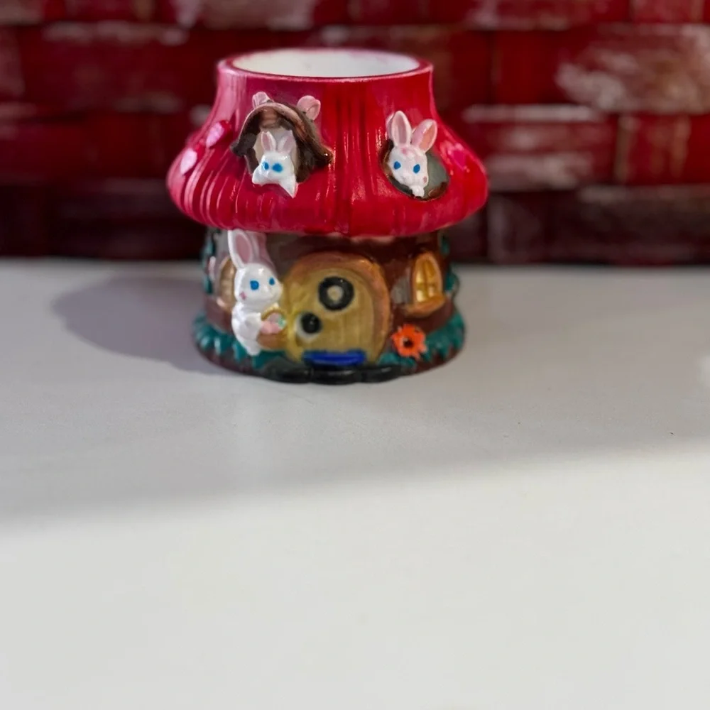 Red Mushroom House Candle Holder - Picture 1 of 5